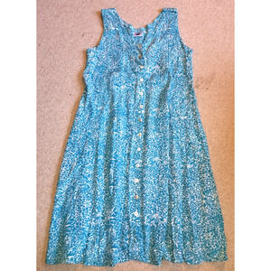 NWOT Womens Dress-VERY VINEYARD-Martha's Vineyard-blue/white floral midi Batik-S